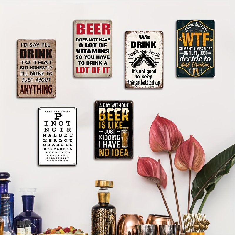 1Pc Vintage 2D Flat Funny Beer - Beer And Wine Quote recensione e prezzo