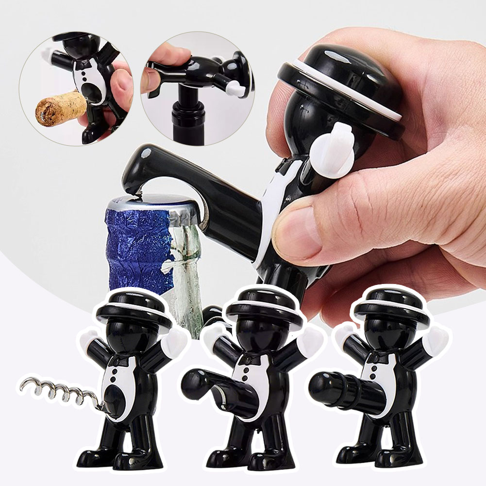 Black Cool Man Bottle Opener E - Wine In Beer Bottle recensione e prezzo