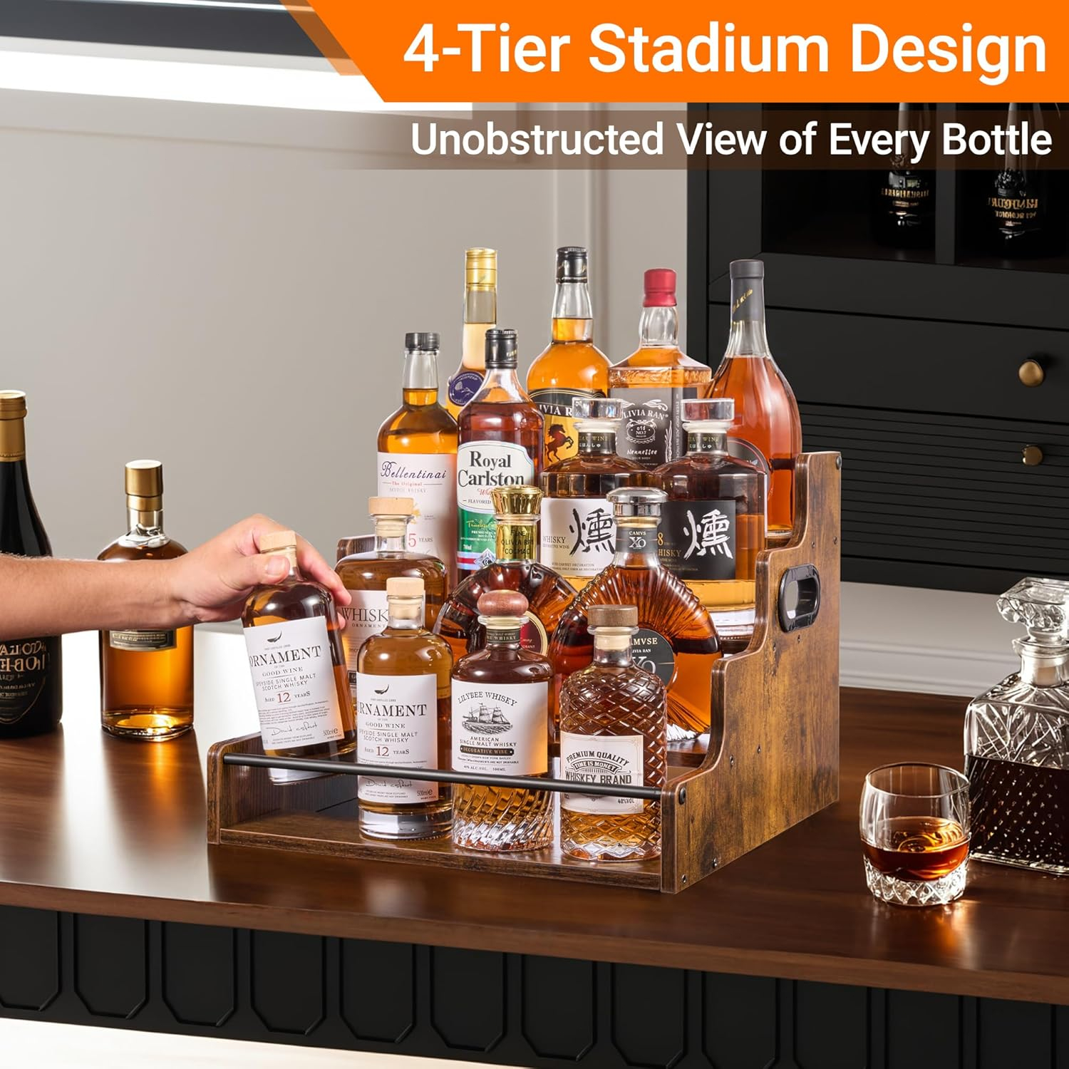 Liquor Bottle Display Shelf, C - Wine Beer Spirits recensione e prezzo