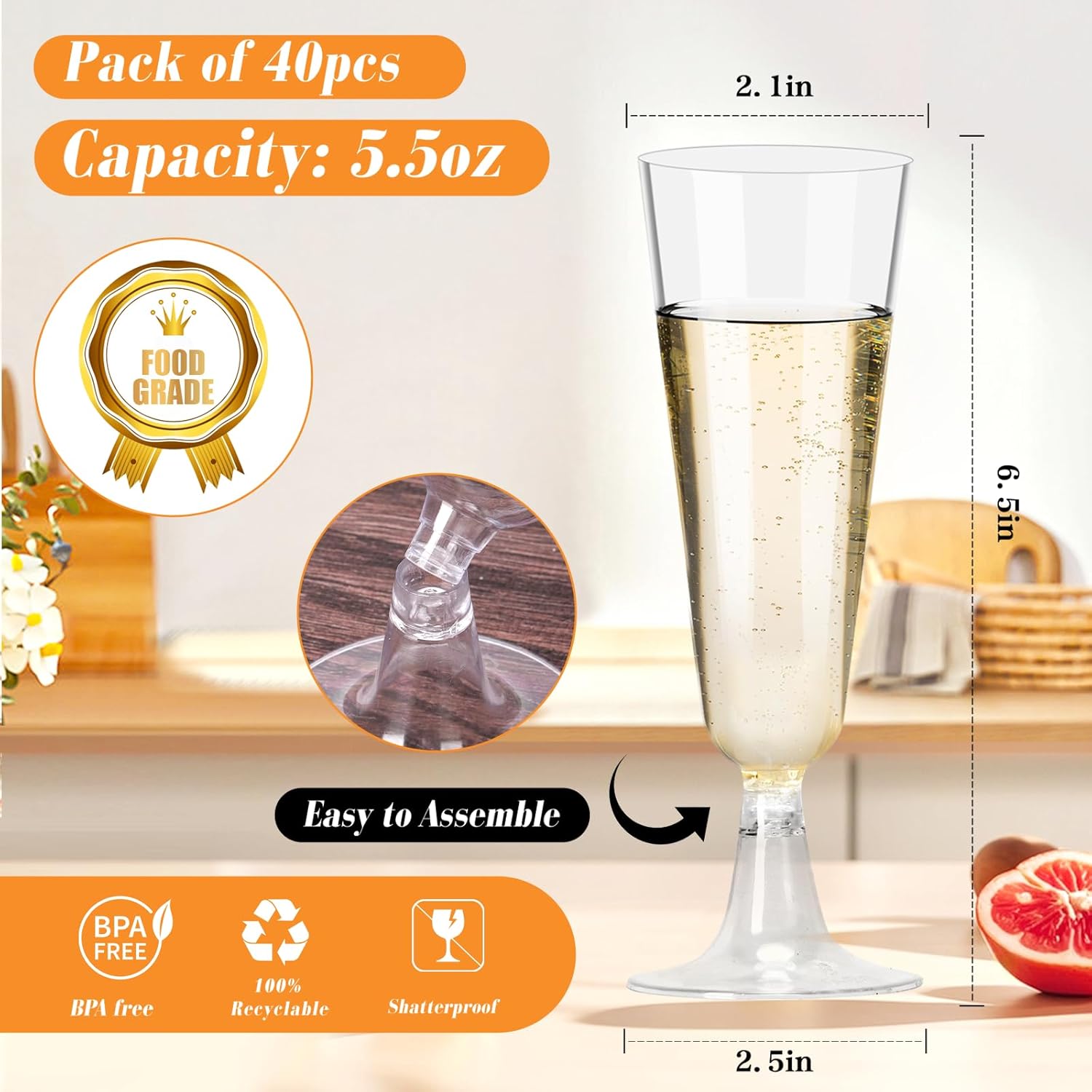Plastic Champagne Flutes 40 Pa - Wine & Beer Emporium recensione e prezzo